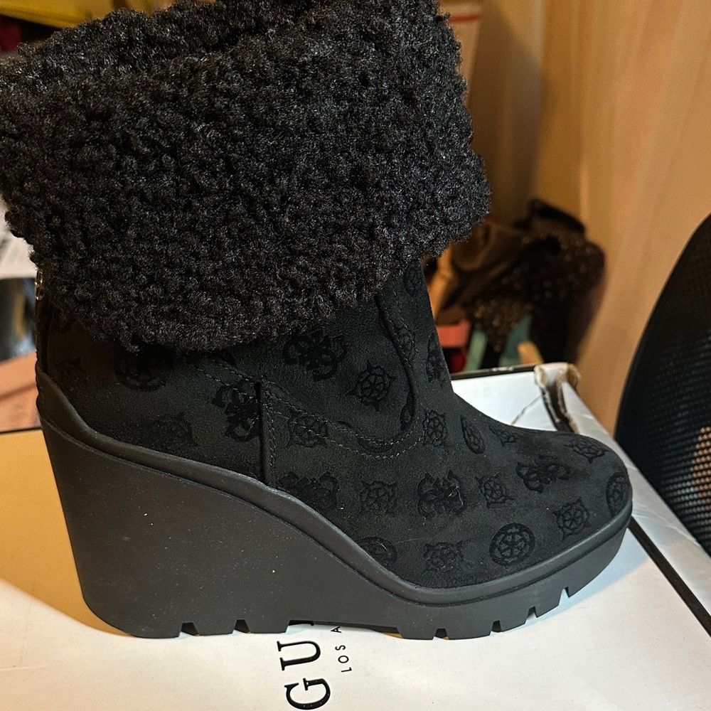 Women's GUESS Black Wedge Boots